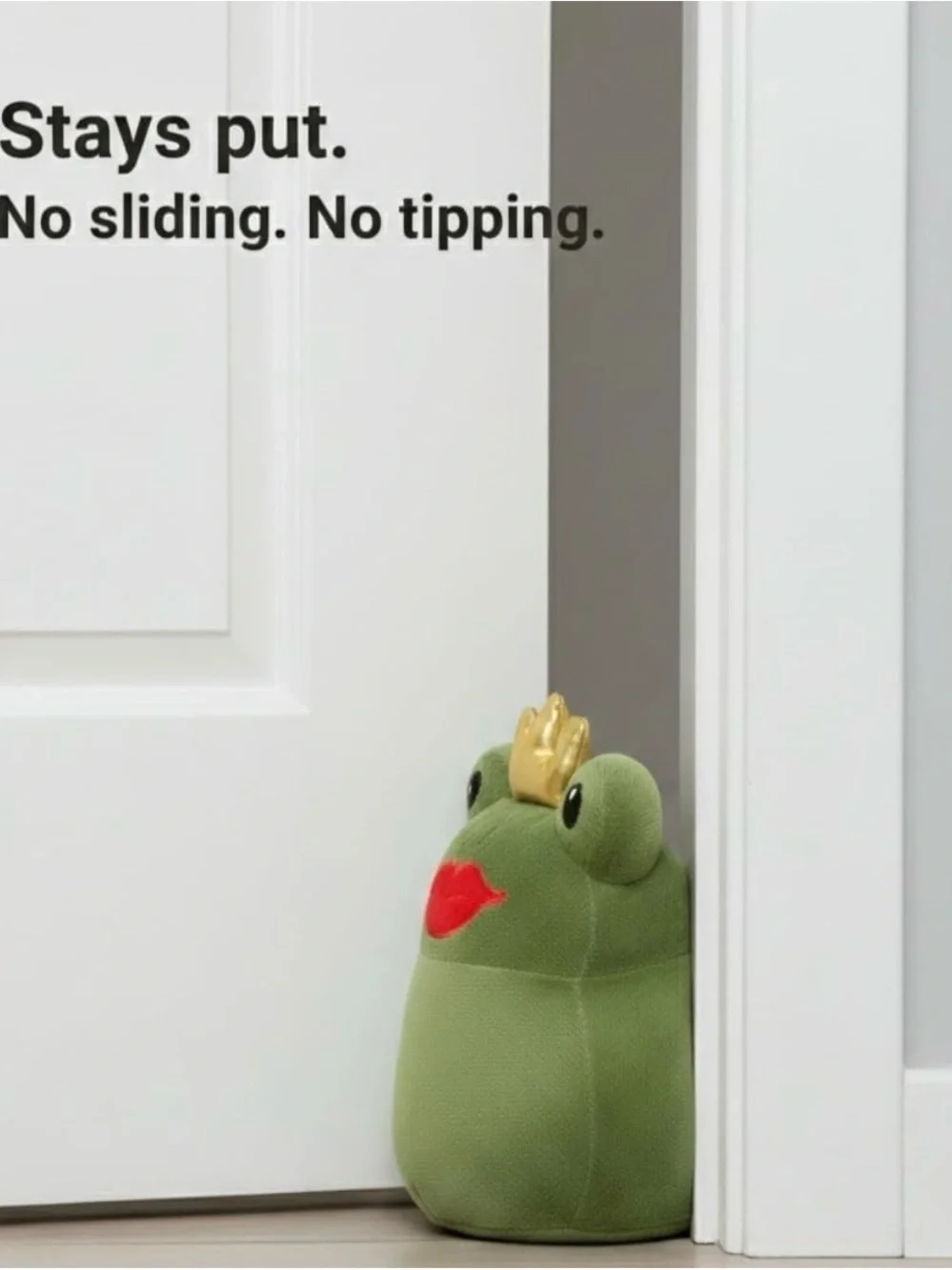 Green Frog Door Stop with Gold Crown -
